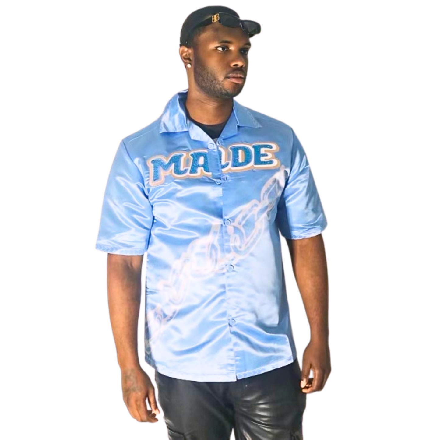 Blue satin shirt