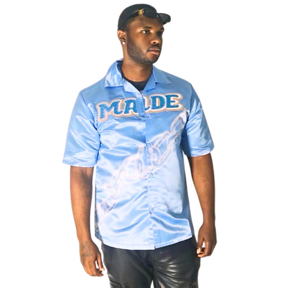 Blue satin shirt